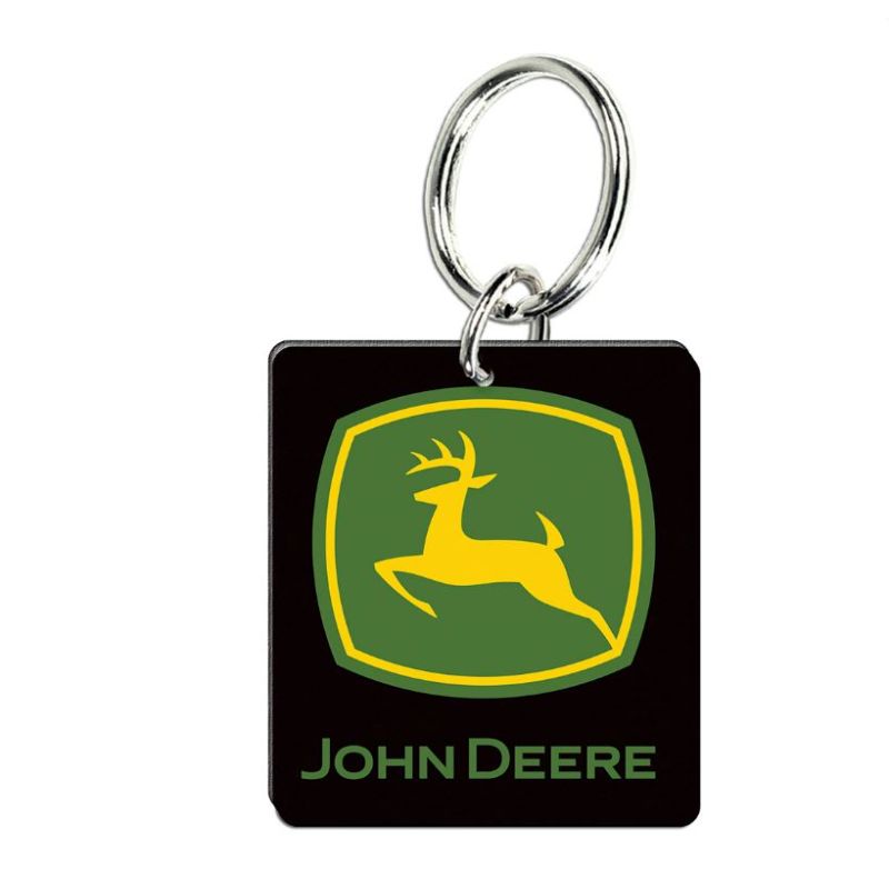 John Deere Schlüsselanhänger Logo auf Leder - Maße Emblem 29mm