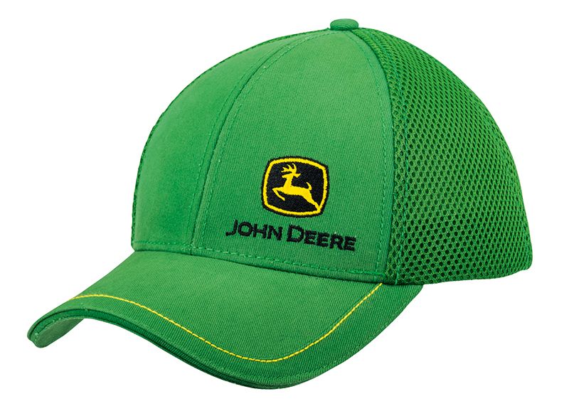 Gorra Camionera John Deere Nacional Negra Logo Verde Malla Verde
