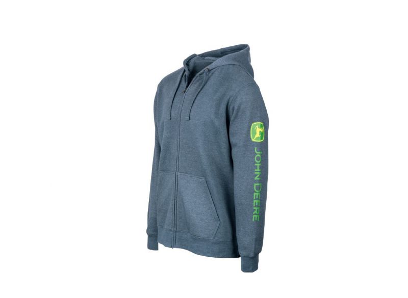 Felpa in pile con cappuccio e zip John Deere